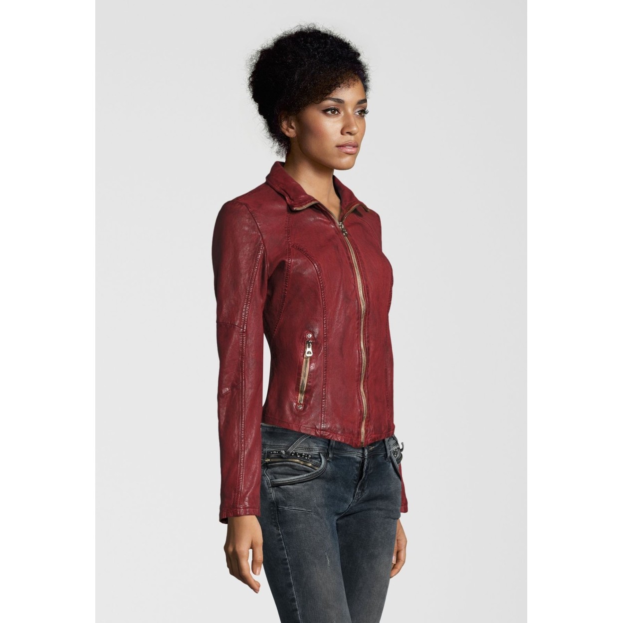 Geaca de Piele Naturala Dama Gipsy Visinie Elya W18 LAWOV – IMBRACAMINTE