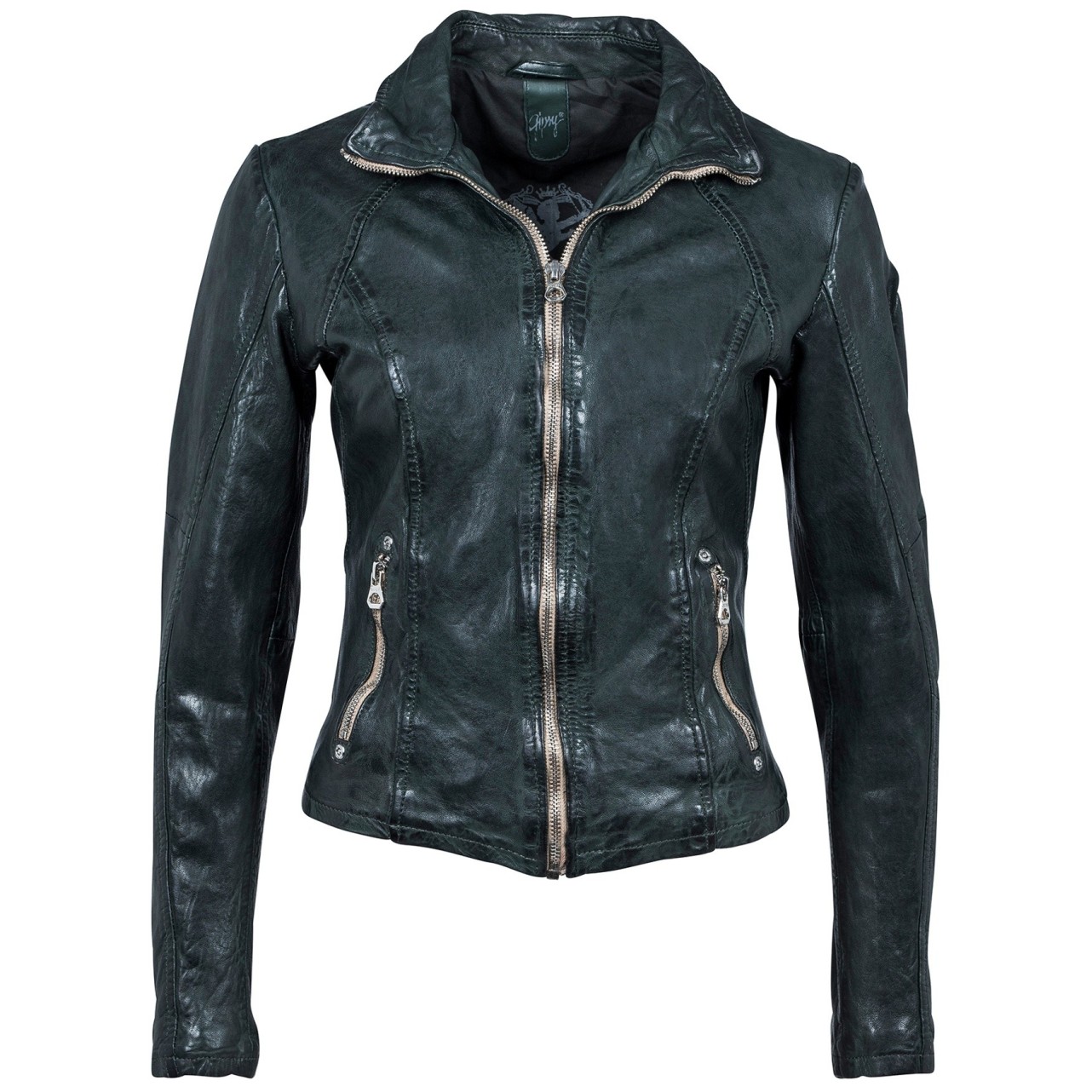 Geaca de Piele Naturala Dama Gipsy Verde Inchis Elya W18 LAWOV – IMBRACAMINTE