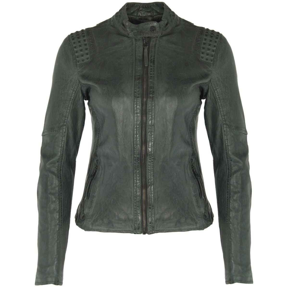 Geaca de Piele Naturala Dama Gipsy Verde inchis Elyssa LAWOV – IMBRACAMINTE