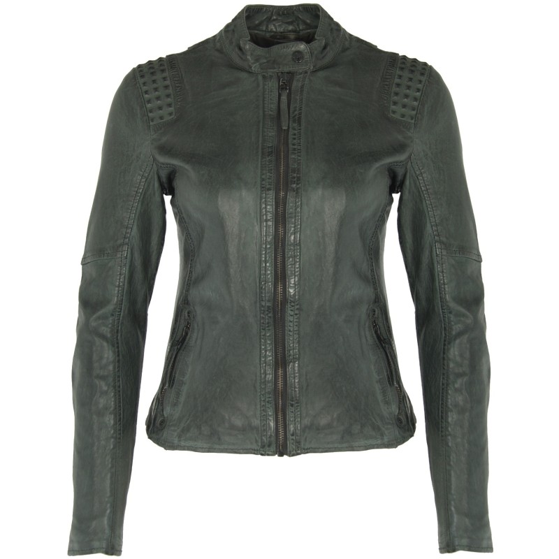 Geaca de Piele Naturala Dama Gipsy Verde inchis Elyssa LAWOV – IMBRACAMINTE