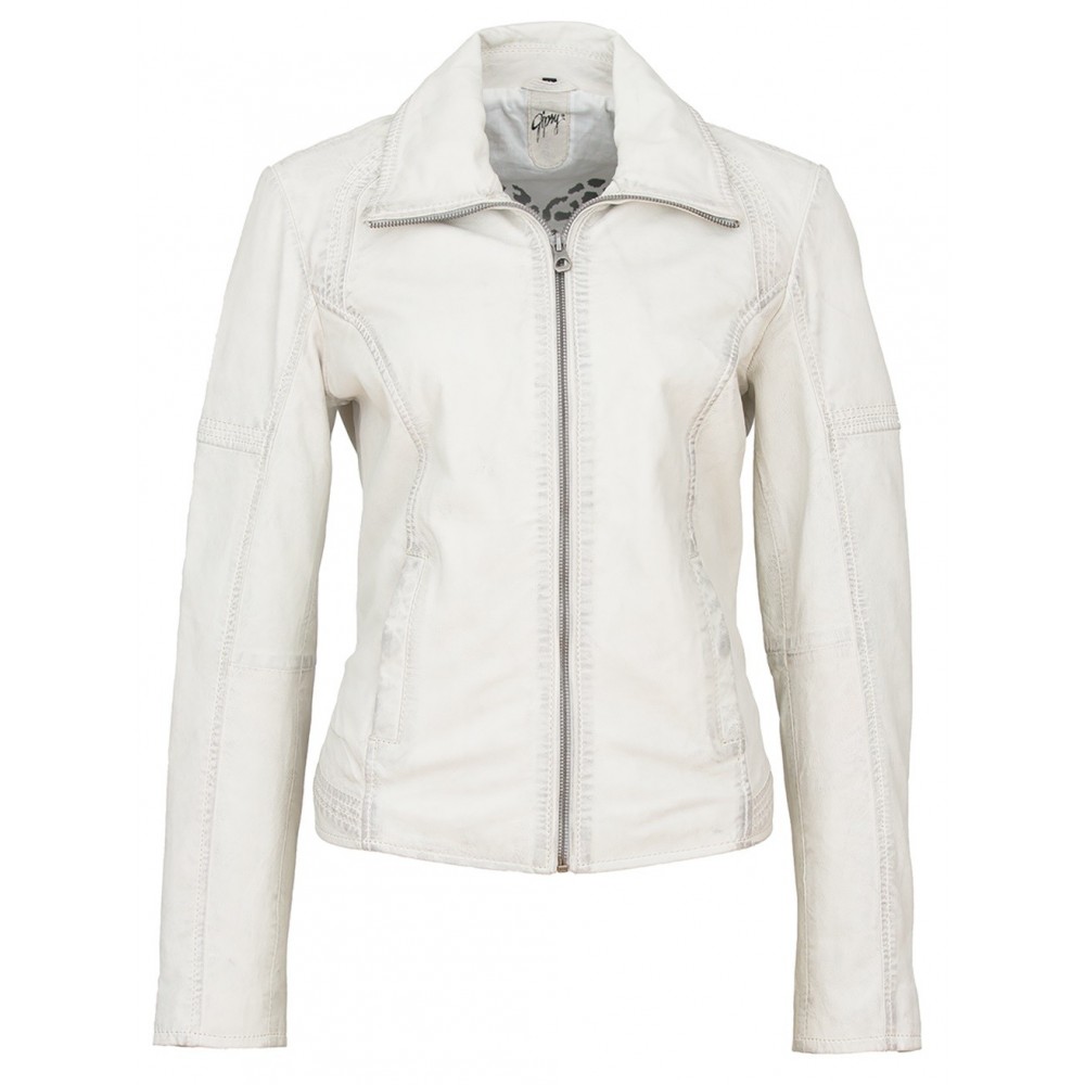 Geaca de Piele Naturala Dama Gipsy Alb murdar Emma LASARV - readytowear