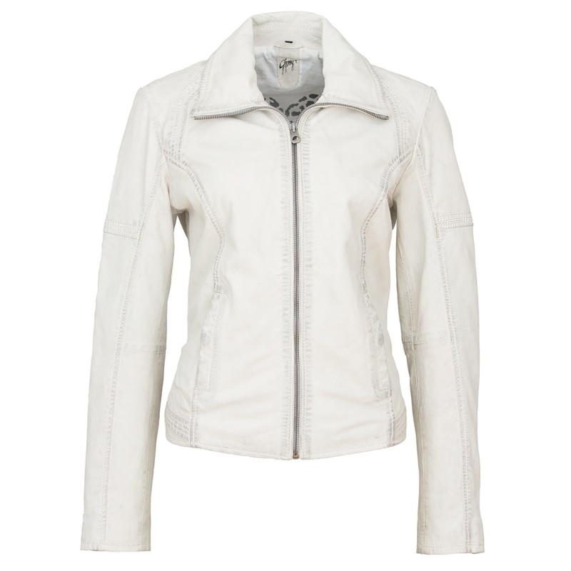 Geaca de Piele Naturala Dama Gipsy Alb murdar Emma LASARV – IMBRACAMINTE Geaca de Piele Naturala Dama Gipsy Alb murdar Emma LASARV – IMBRACAMINTE