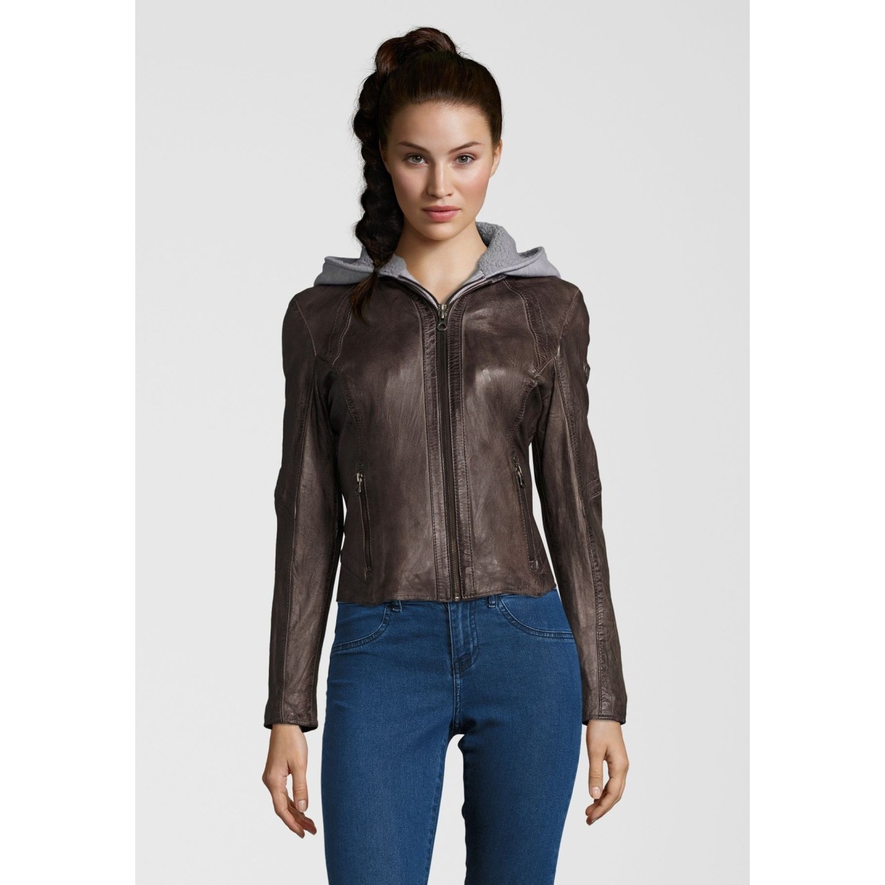 Geaca de Piele Naturala Dama Gipsy Grafit Emmy LANOV – Black Friday