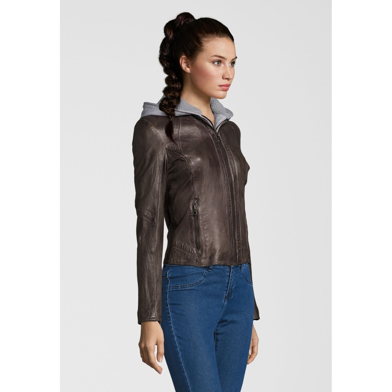 Geaca de Piele Naturala Dama Gipsy Grafit Emmy LANOV – Black Friday