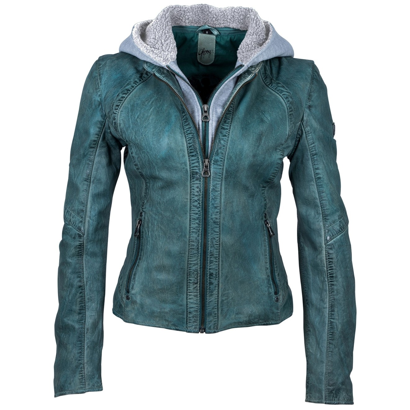 Geaca de Piele Naturala Dama Gipsy Turcoaz Emmy LANOV – IMBRACAMINTE