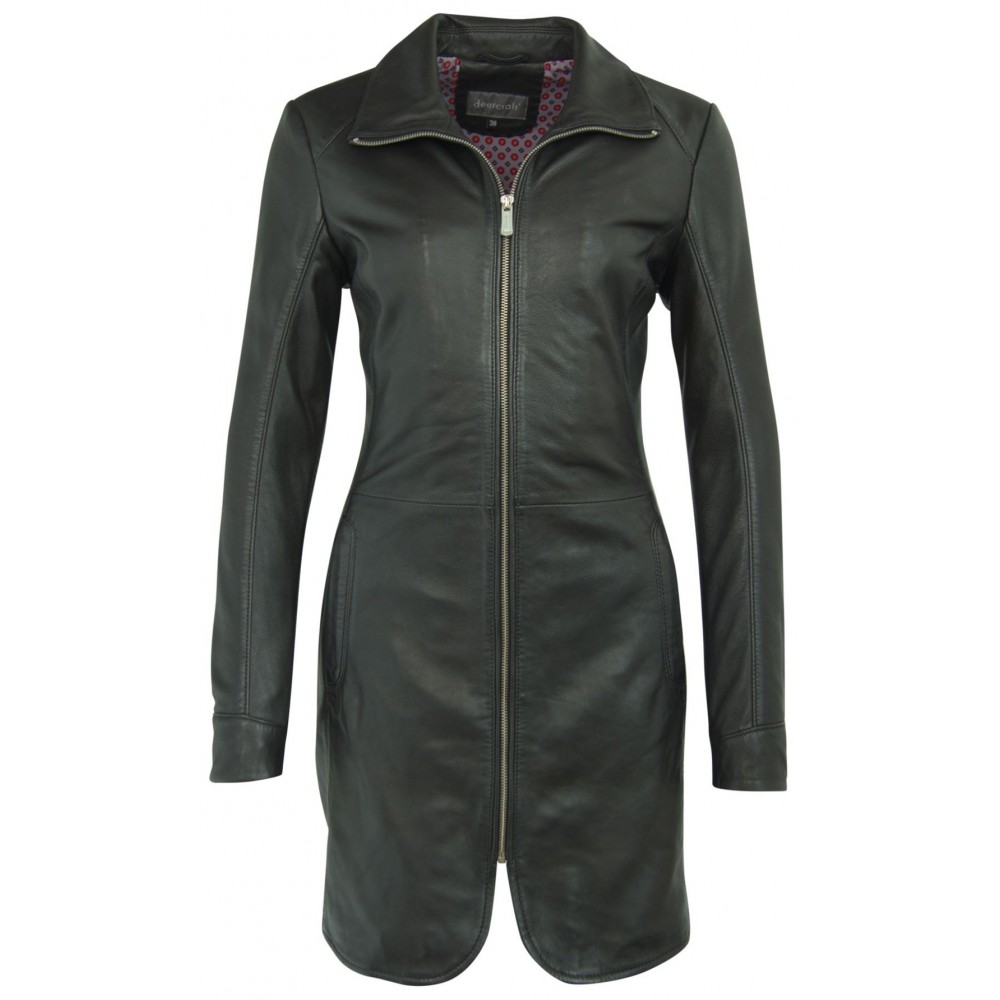 Geaca Lunga de Piele Naturala Dama Gipsy Neagra Eny LGARYV - readytowear