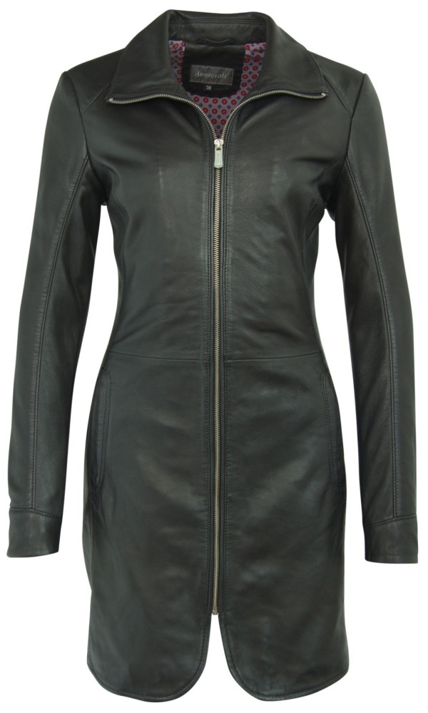 Geaca Lunga de Piele Naturala Dama Gipsy Neagra Eny LGARYV – IMBRACAMINTE — fotografia 1