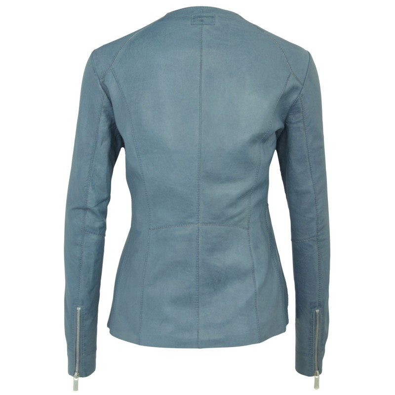 Geaca de Piele Naturala Dama Gipsy Albastra Ezza LATEOVB – IMBRACAMINTE