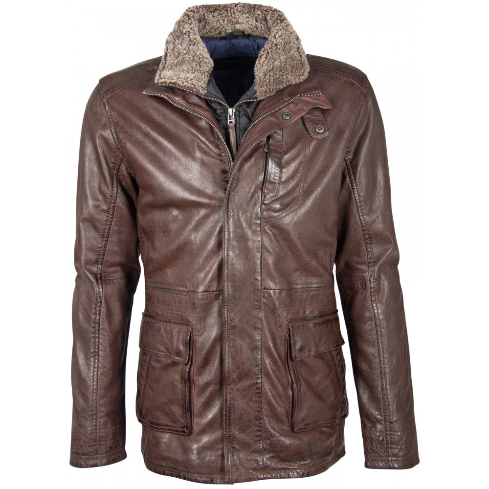 Geaca de Piele Naturala Barbati Gipsy Maro Inchis Falcon NSLVV W Geaca de Piele Naturala Barbati Gipsy Maro Inchis Falcon NSLVV W - readytowear.ro