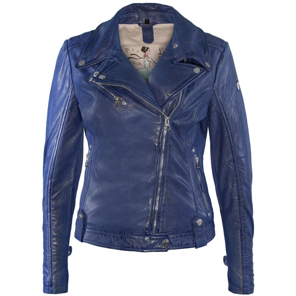 Geaca de Piele Naturala Dama Gipsy Albastra Famous S18 NSLONTV Geaca de Piele Naturala Dama Gipsy Albastra Famous S18 NSLONTV - readytowear