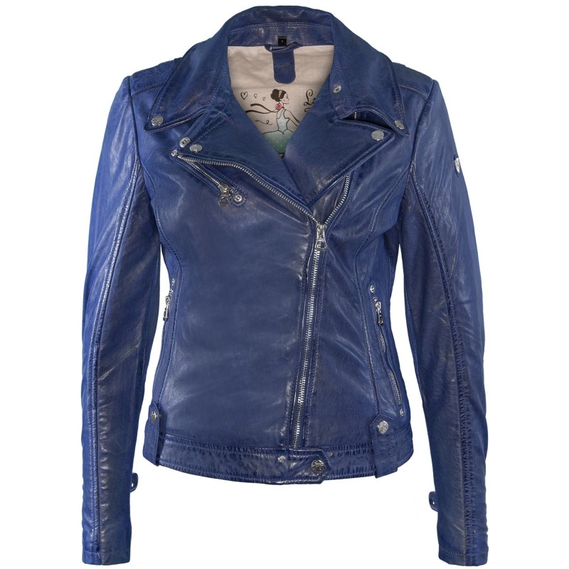 Geaca de Piele Naturala Dama Gipsy Albastra Famous S18 NSLONTV – IMBRACAMINTE
