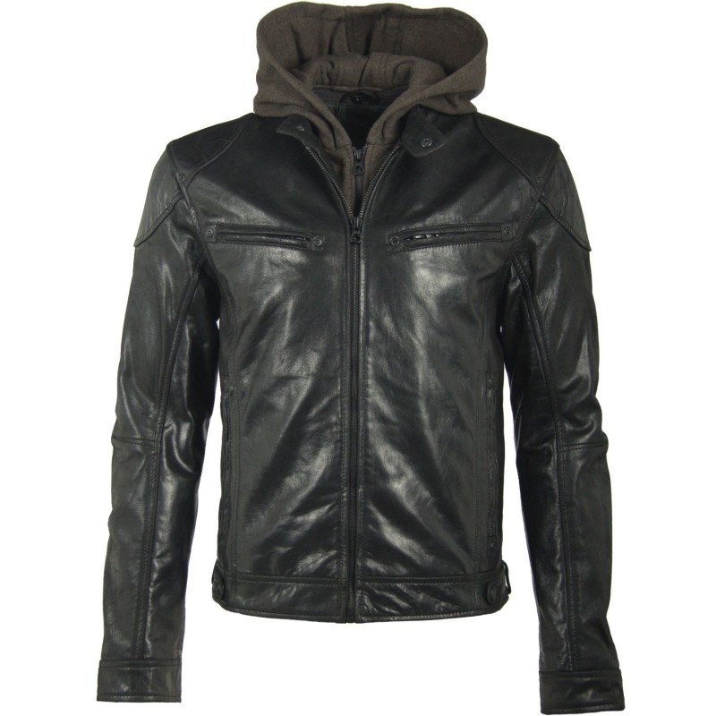 Geaca de Piele Naturala Barbati Gipsy Neagra Fido LACRUV – IMBRACAMINTE