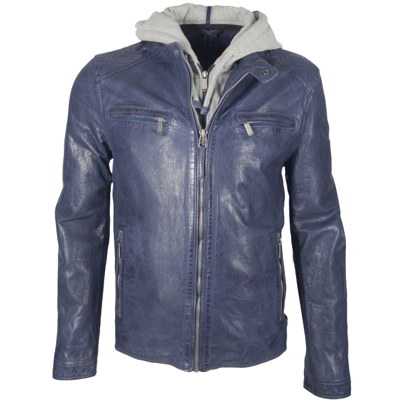 Geaca de Piele Naturala Barbati Gipsy Bleumarin Fog 2 NSLVW – IMBRACAMINTE