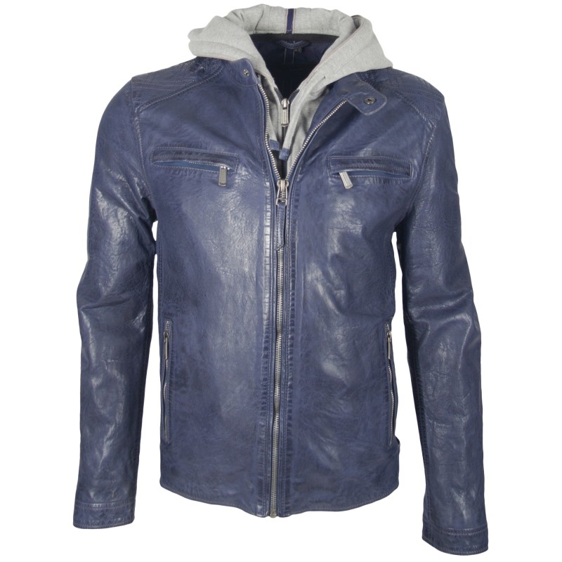 Geaca de Piele Naturala Barbati Gipsy Bleumarin Fog 2 NSLVW – IMBRACAMINTE