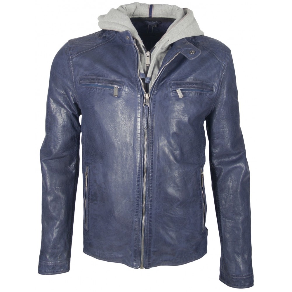Geaca de Piele Naturala Barbati Gipsy Bleumarin Fog 2 NSLVW Geaca de Piele Naturala Barbati Gipsy Bleumarin Fog 2 NSLVW - readytowear