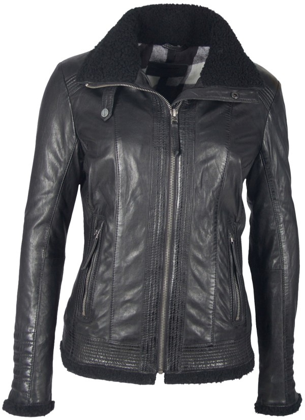 Geaca de Piele Naturala Dama Gipsy Neagra Freeze NSLONTV W – IMBRACAMINTE — fotografia 1