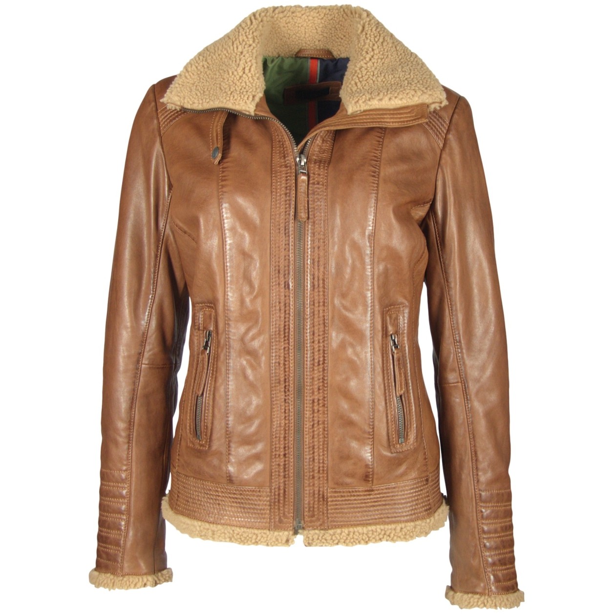 Geaca de Piele Naturala Dama Gipsy Coniac Inchis Freeze NSLONTV W – IMBRACAMINTE