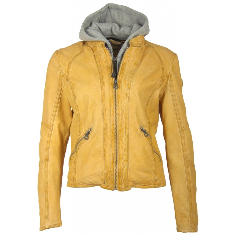Geaca de Piele Naturala Dama Gipsy Galbena Frisby LEGV - readytowear