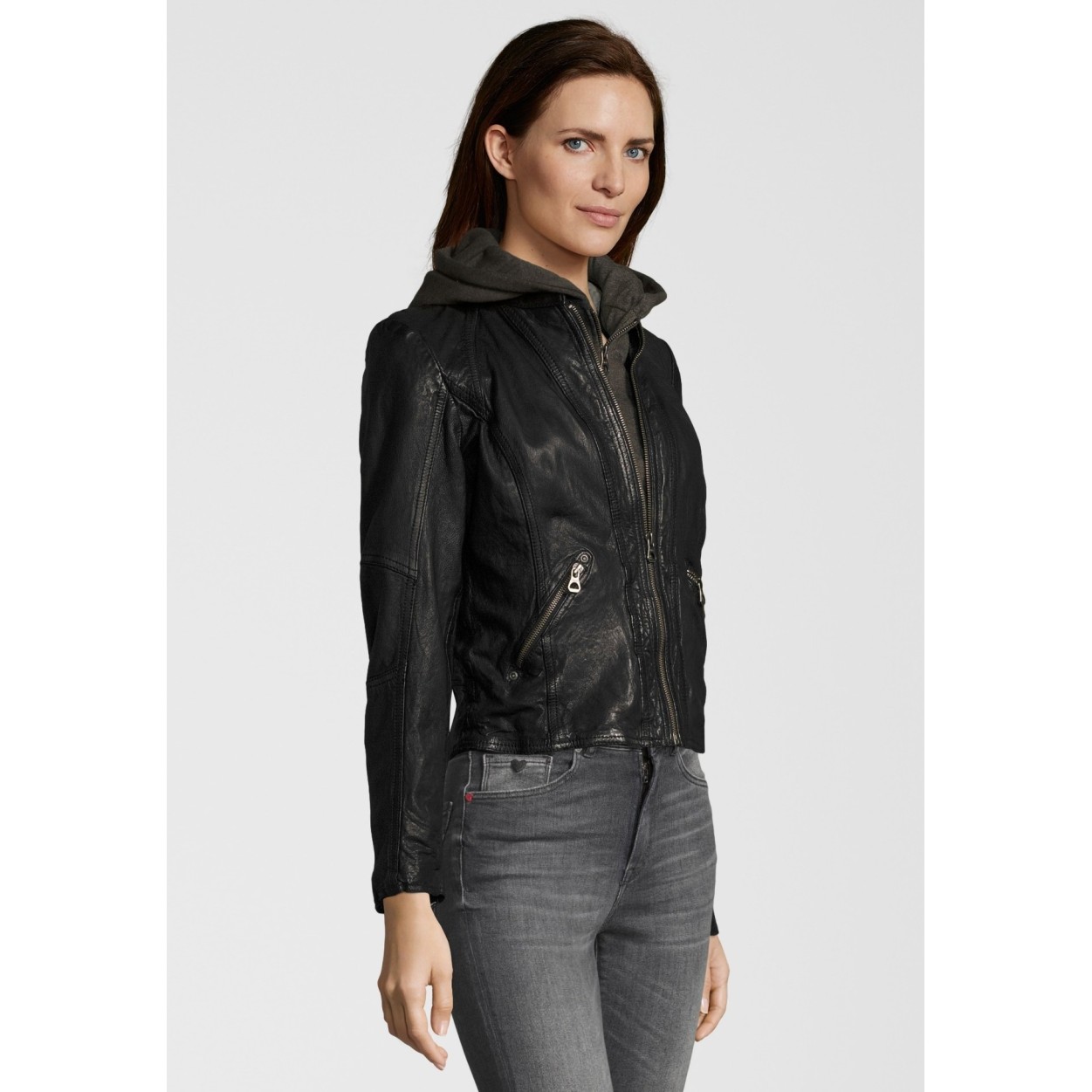 Geaca de Piele Naturala Dama Gipsy Neagra Frisby LEGV – IMBRACAMINTE