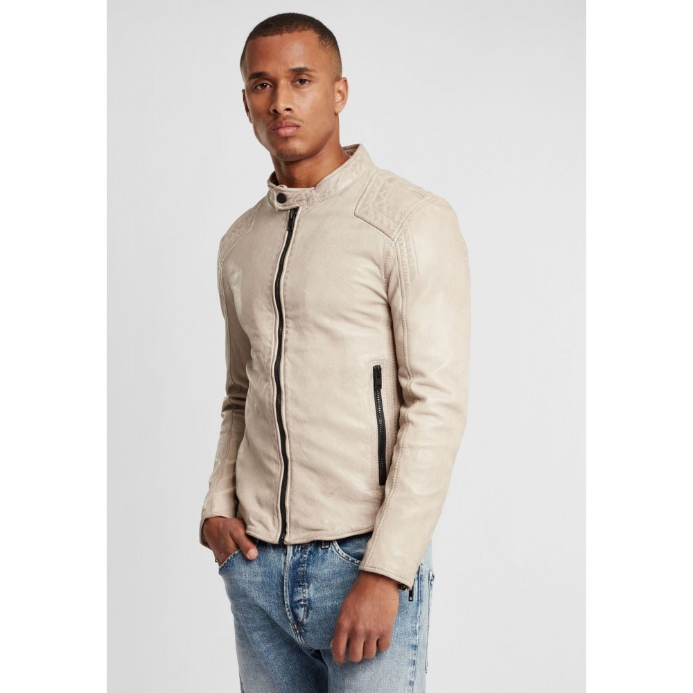 Geaca de Piele Barbati Gipsy Alb Murdar G2BArim SF LATARV geci de piele - readytowear.ro