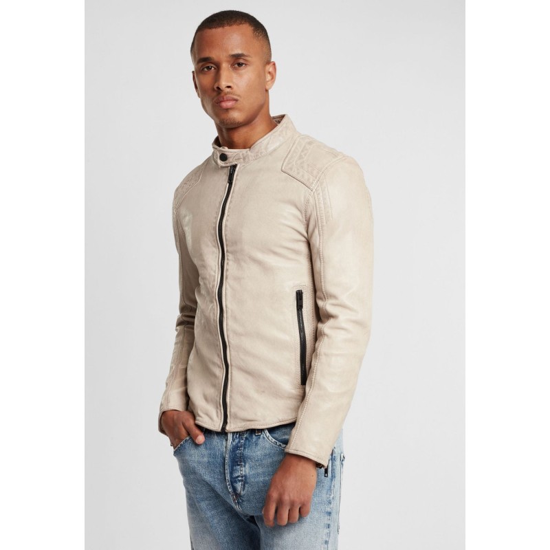 Geaca de Piele Barbati Gipsy Alb Murdar G2BArim SF LATARV – IMBRACAMINTE