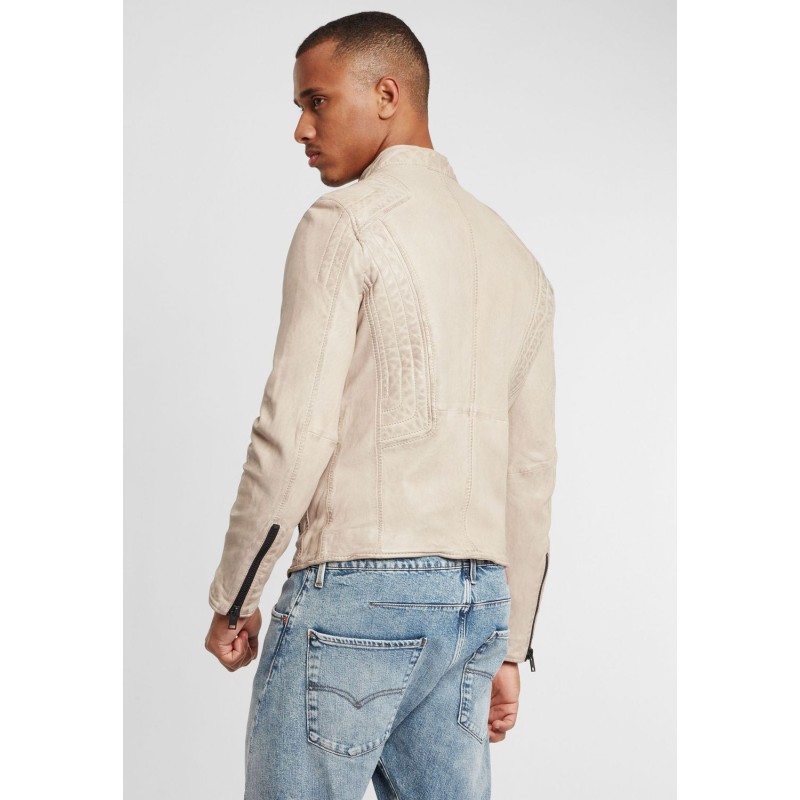 Geaca de Piele Barbati Gipsy Alb Murdar G2BArim SF LATARV – IMBRACAMINTE