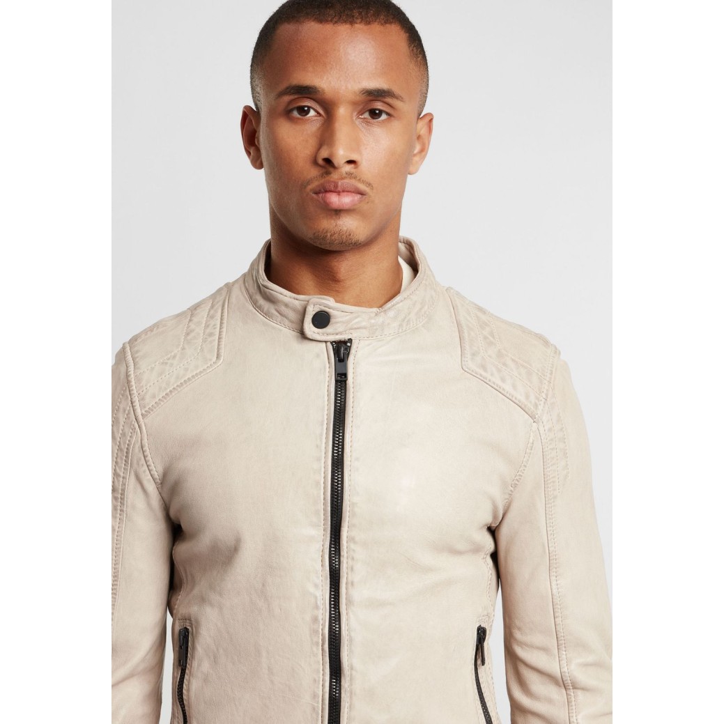 Geaca de Piele Barbati Gipsy Alb Murdar G2BArim SF LATARV – IMBRACAMINTE