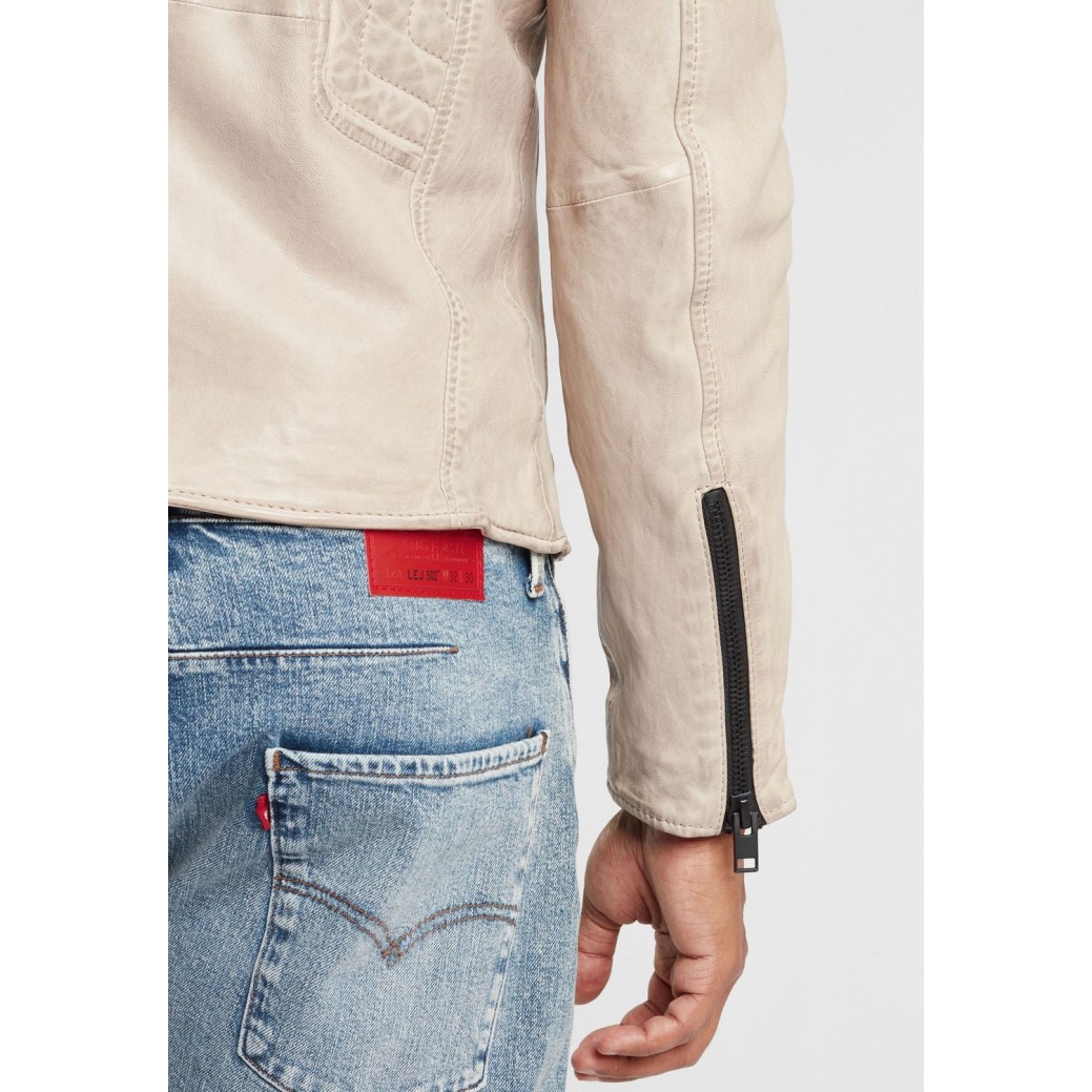 Geaca de Piele Barbati Gipsy Alb Murdar G2BArim SF LATARV – IMBRACAMINTE