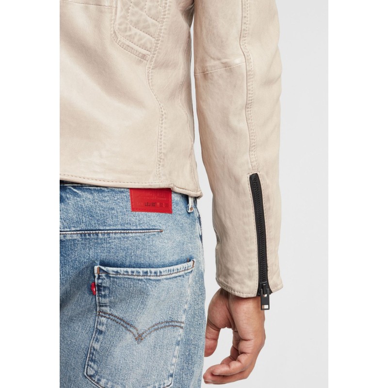 Geaca de Piele Barbati Gipsy Alb Murdar G2BArim SF LATARV – IMBRACAMINTE