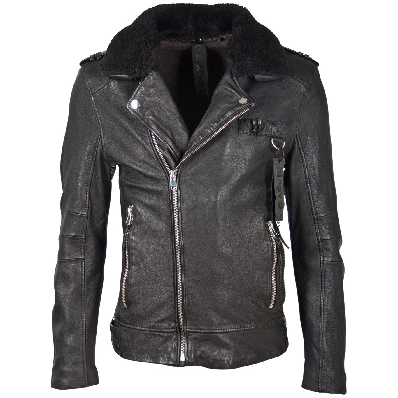 Geaca de Piele Naturala Barbati Gipsy Neagra G2BCrief SF SVAT – Black Friday