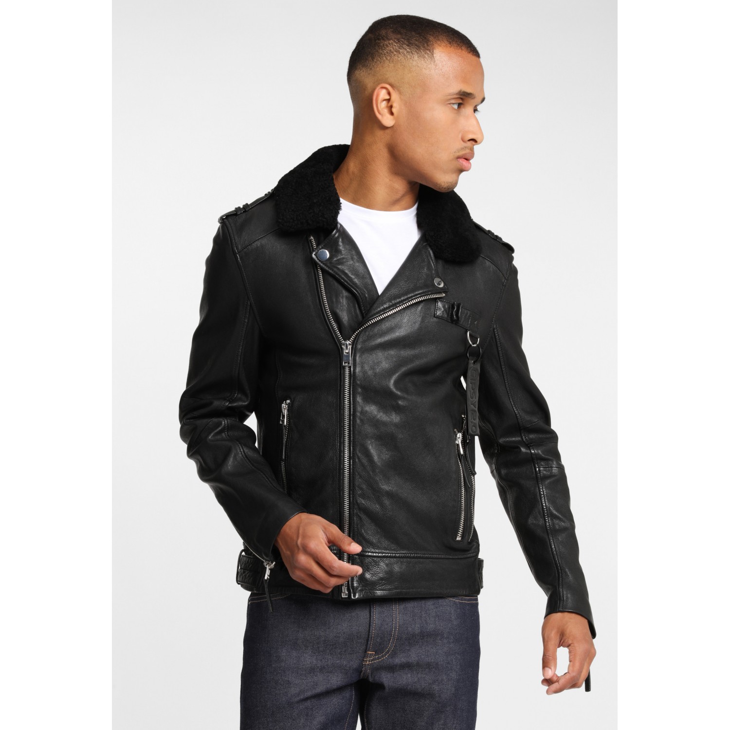 Geaca de Piele Naturala Barbati Gipsy Neagra G2BCrief SF SVAT – Black Friday