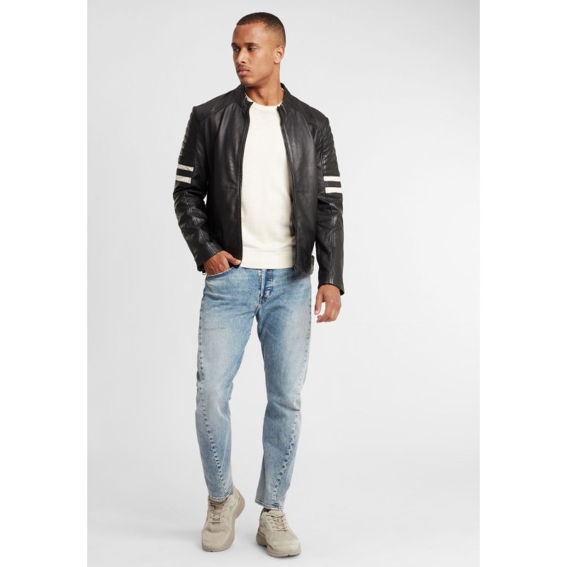 Geaca de Piele Naturala Barbati Gipsy Negru/Alb G2BFazyl SF LAROXV – IMBRACAMINTE Geaca de Piele Naturala Barbati Gipsy Negru/Alb G2BFazyl SF LAROXV – IMBRACAMINTE