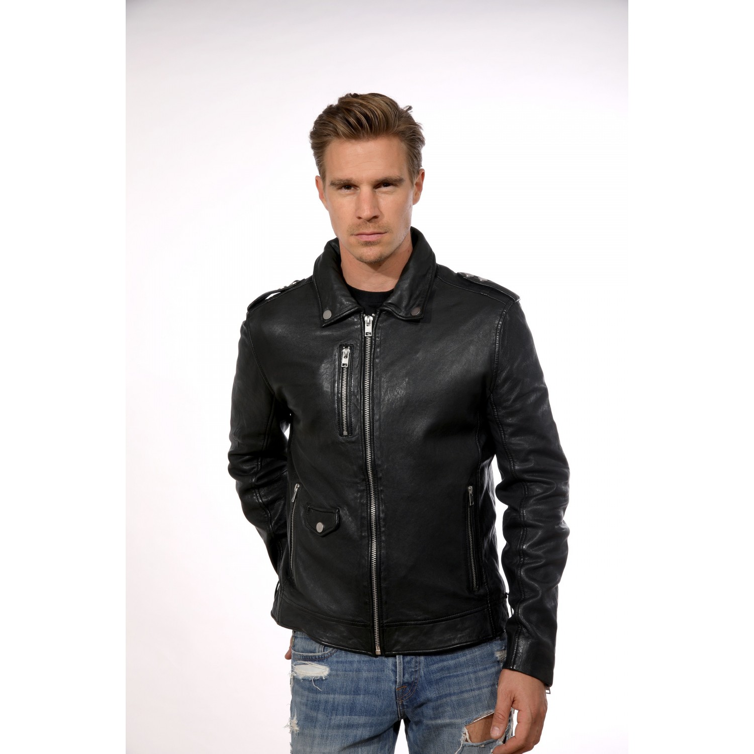 Geaca de Piele Naturala Barbati Gipsy Neagra G2BGerik SF LACAV – IMBRACAMINTE