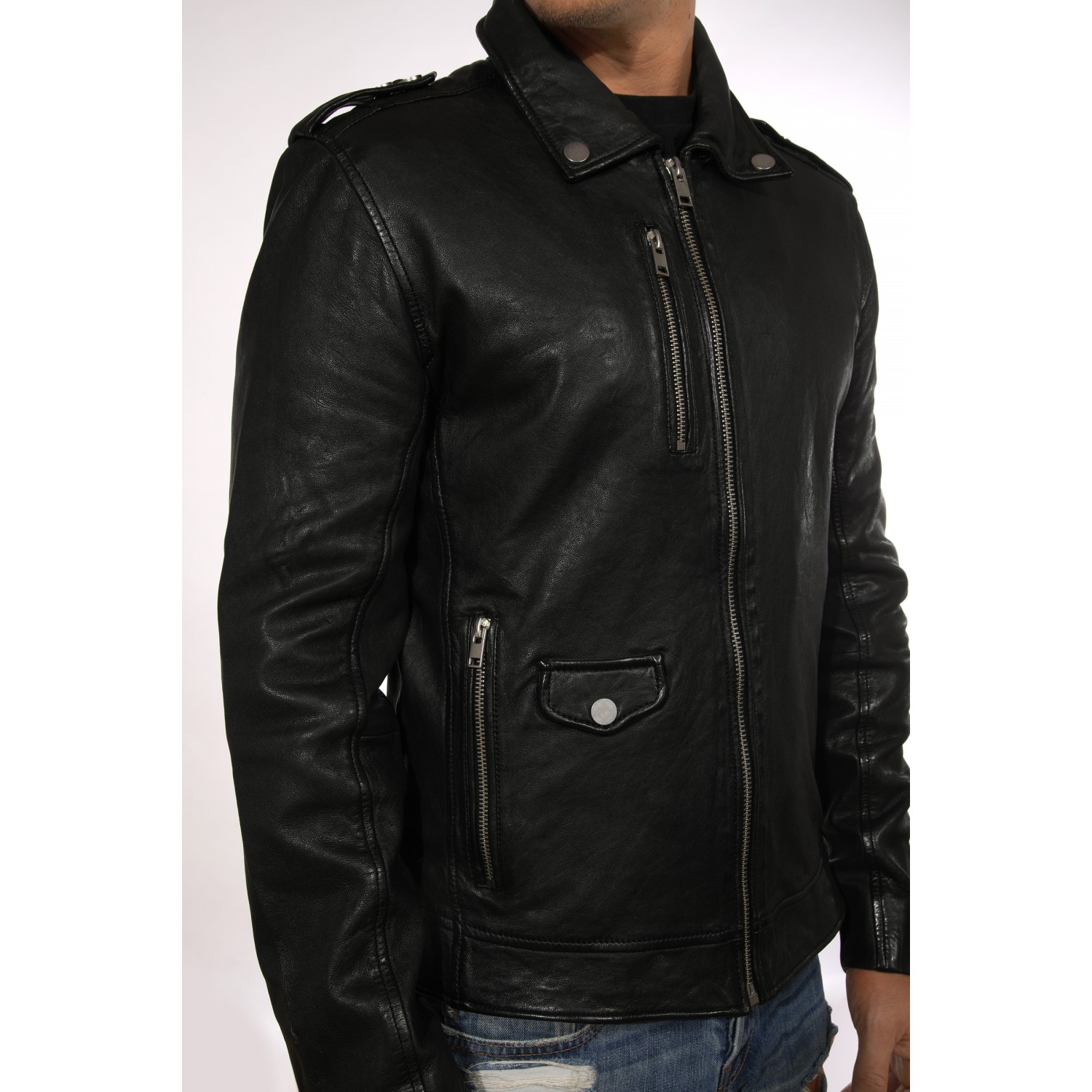 Geaca de Piele Naturala Barbati Gipsy Neagra G2BGerik SF LACAV – IMBRACAMINTE