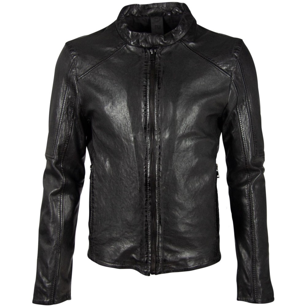 Geaca de Piele Barbati Gipsy Neagra G2BKrain SF LAMAXV - readytowear.ro