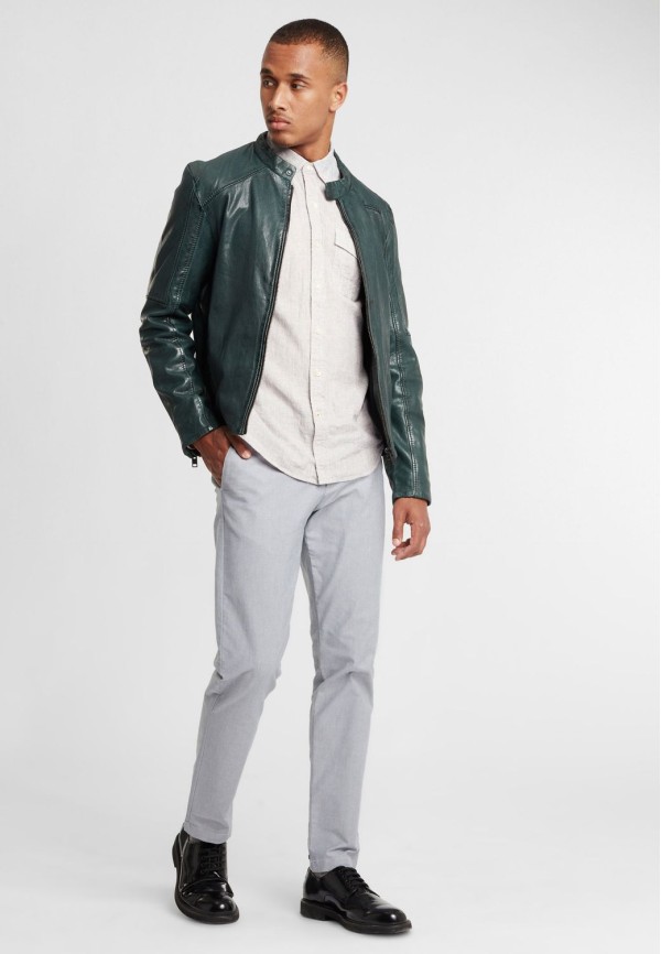 Geaca de Piele Barbati Gipsy Verde Inchis G2BKrain SF LAMAXV – Black Friday — fotografia 3