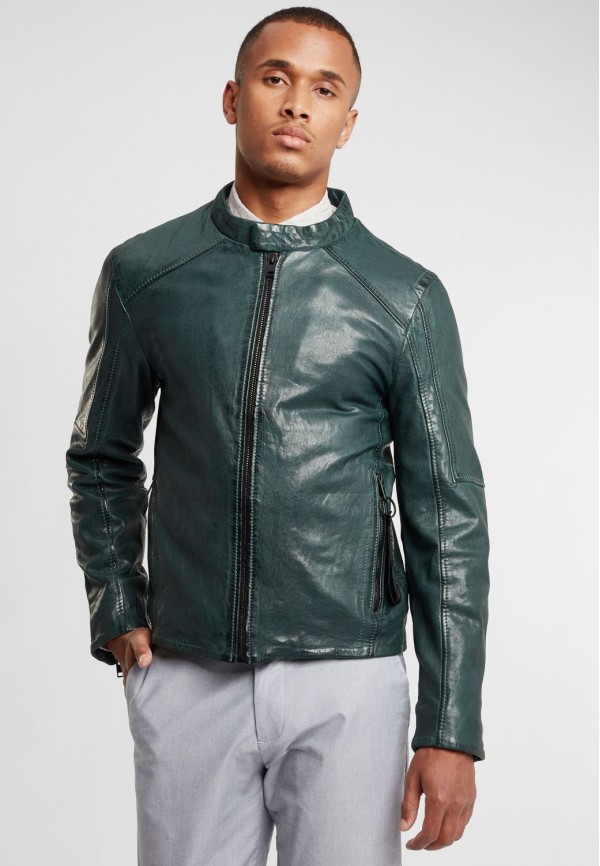 Geaca de Piele Barbati Gipsy Verde Inchis G2BKrain SF LAMAXV – Black Friday — fotografia 4