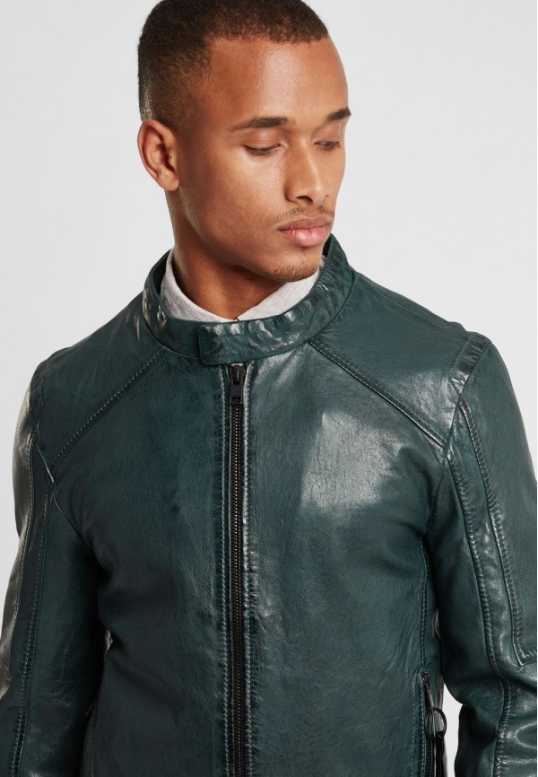 Geaca de Piele Barbati Gipsy Verde Inchis G2BKrain SF LAMAXV – Black Friday — fotografia 6