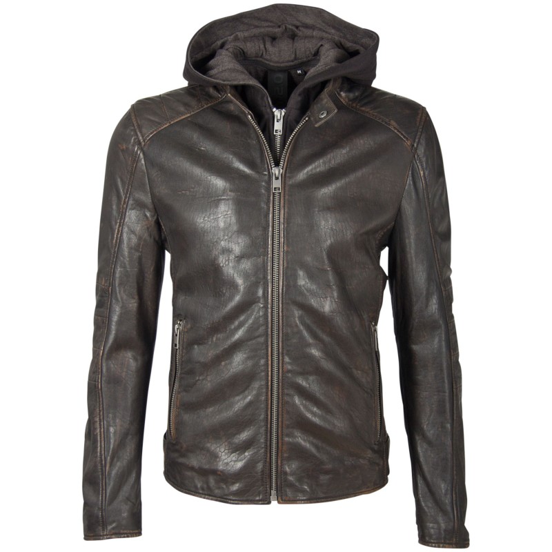 Geaca de Piele Naturala Barbati Gipsy Negru/Maro G2BLews SF LARETV – Black Friday