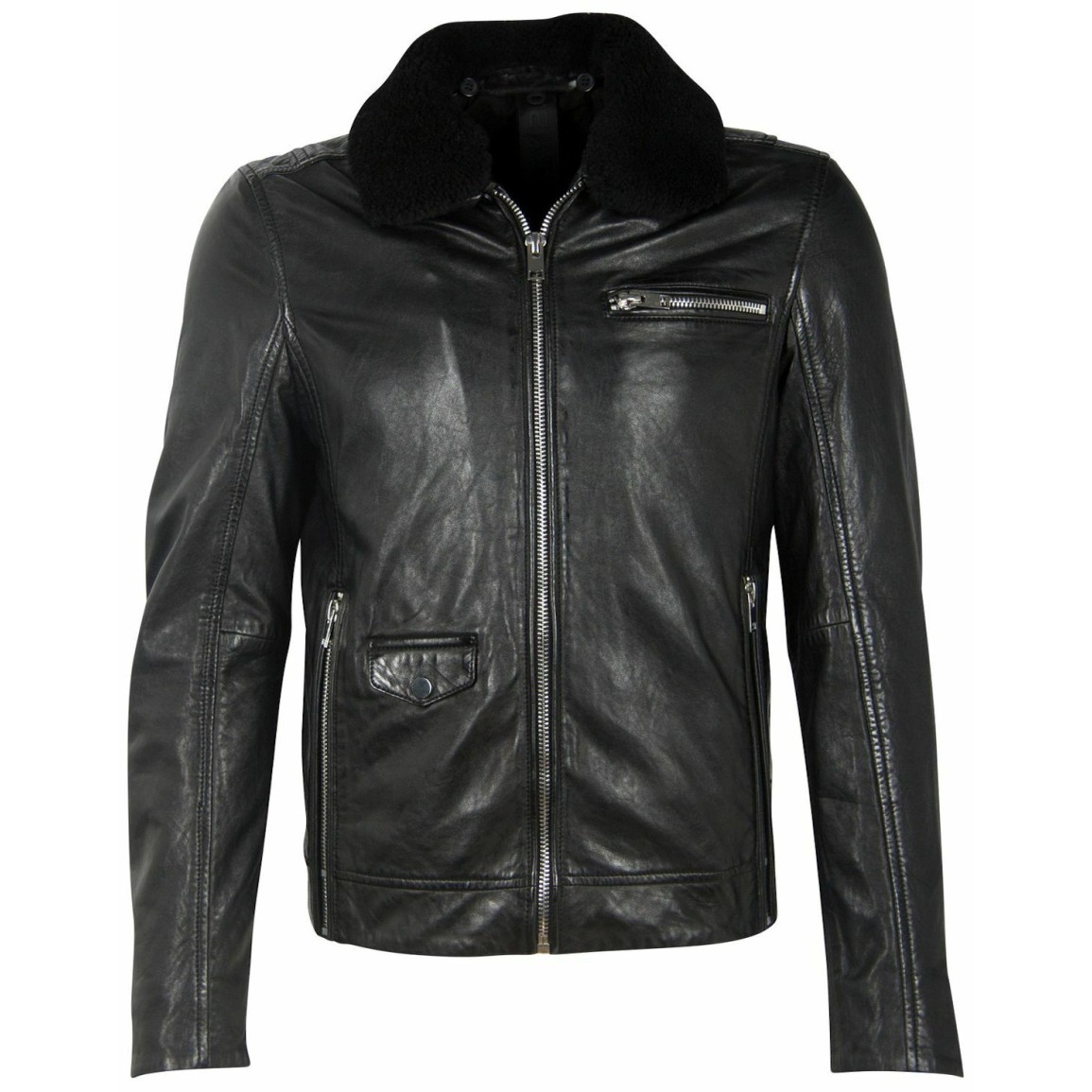 Geaca de Iarna din Piele Barbati Gipsy Neagra G2MFelan – Black Friday