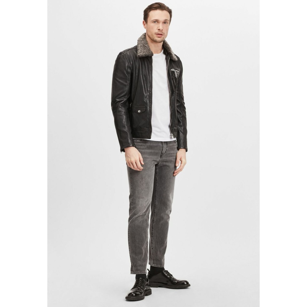 Geaca de Iarna din Piele Barbati Gipsy Neagra G2MFelan – Black Friday