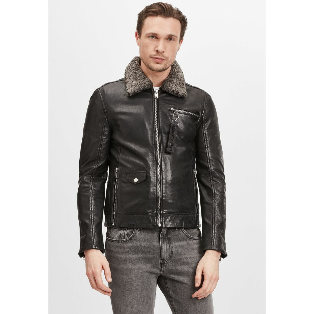 Geaca de Iarna din Piele Barbati Gipsy Neagra G2MFelan – Black Friday