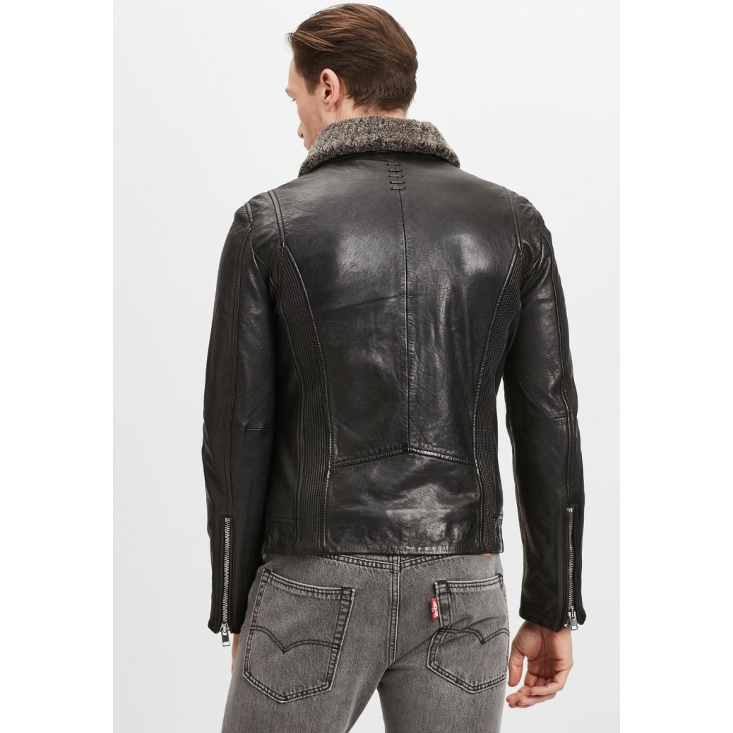 Geaca de Iarna din Piele Barbati Gipsy Neagra G2MFelan – Black Friday