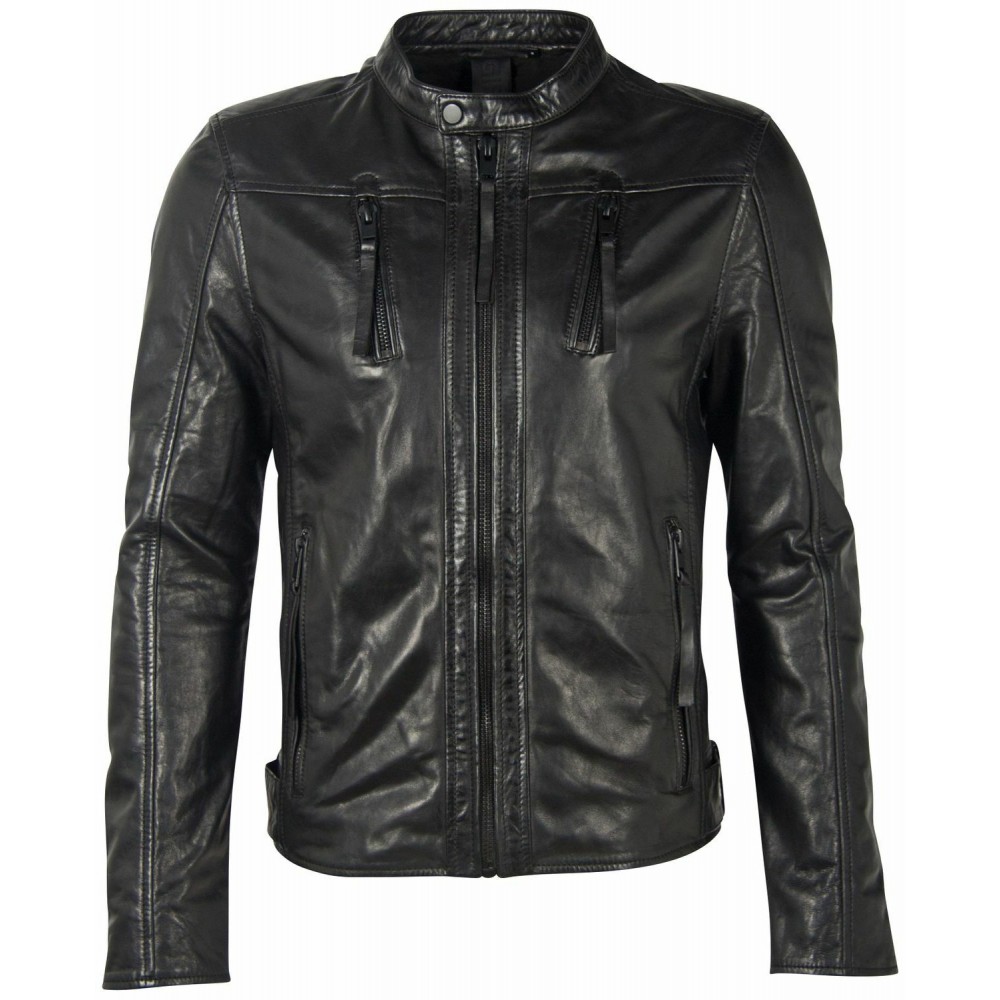 Geaca de Piele Barbati Gipsy Neagra G2MJoron - readytowear.ro