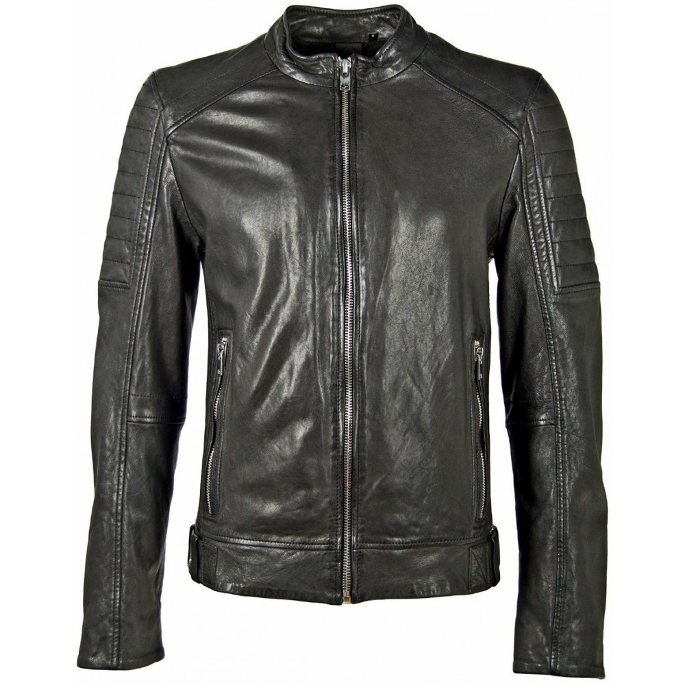 Geaca de Piele Barbati Gipsy Neagra G2MSomin - readytowear.ro