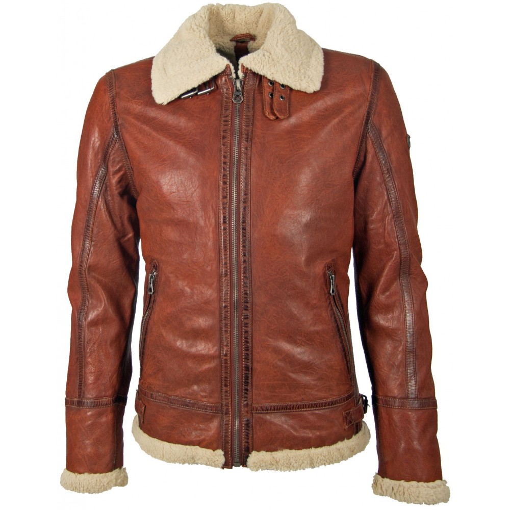 Geaca de Piele Naturala Barbati Gipsy Coniac Inchis GBAirforce LAPRAV W Geaca de Piele Naturala Barbati Gipsy Coniac Inchis GBAirforce LAPRAV W - readytowear