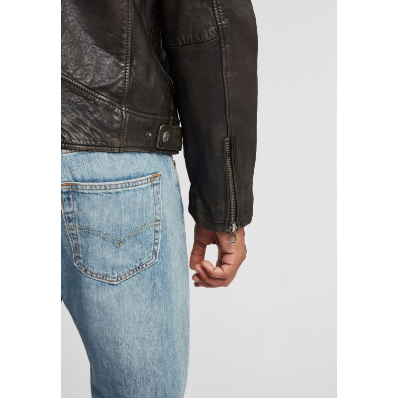 Geaca de Piele Barbati Gipsy Negru/Gri GBArnie NSLROV – IMBRACAMINTE