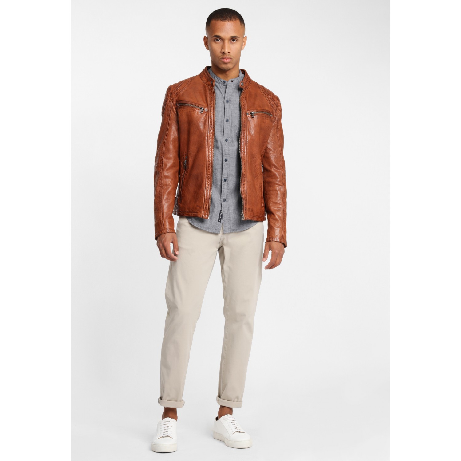 Geaca de Piele Naturala Barbati Gipsy Coniac GBArny STUV – IMBRACAMINTE