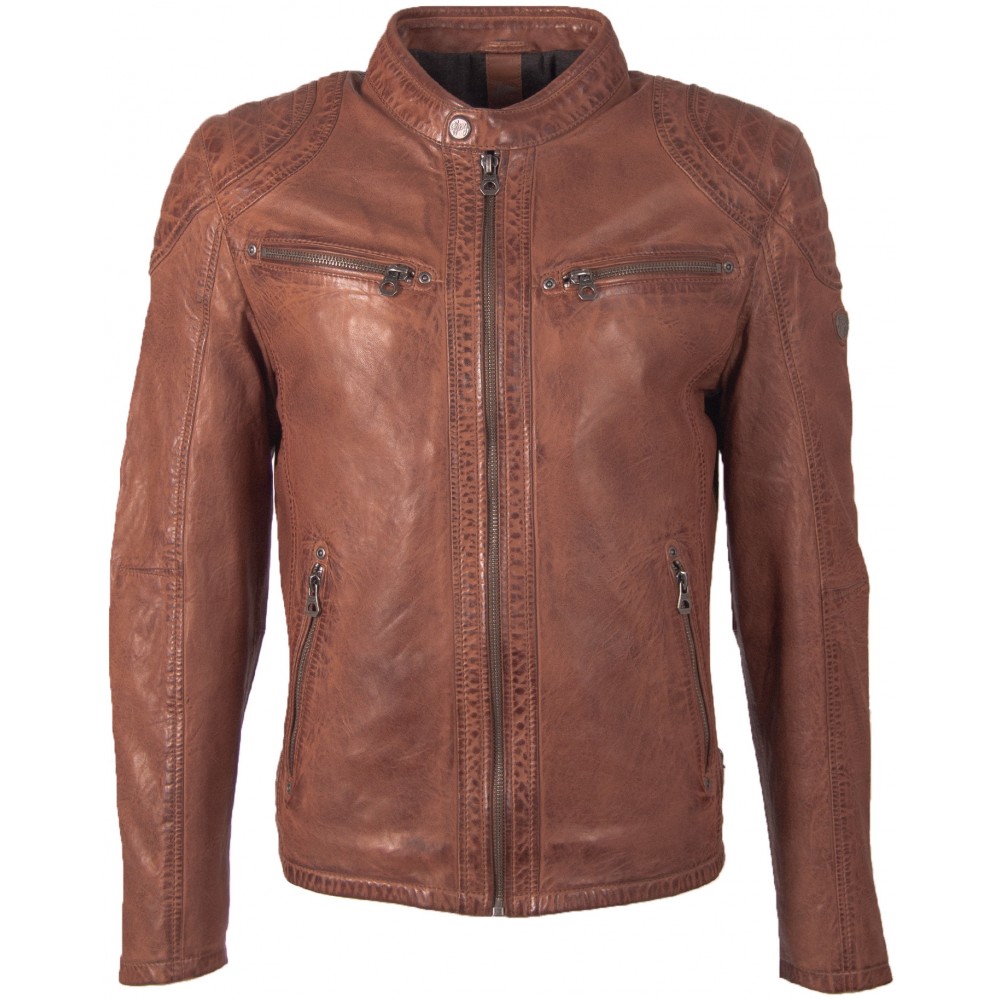Geaca de Piele Naturala Barbati Gipsy Coniac GBArny STUV - readytowear