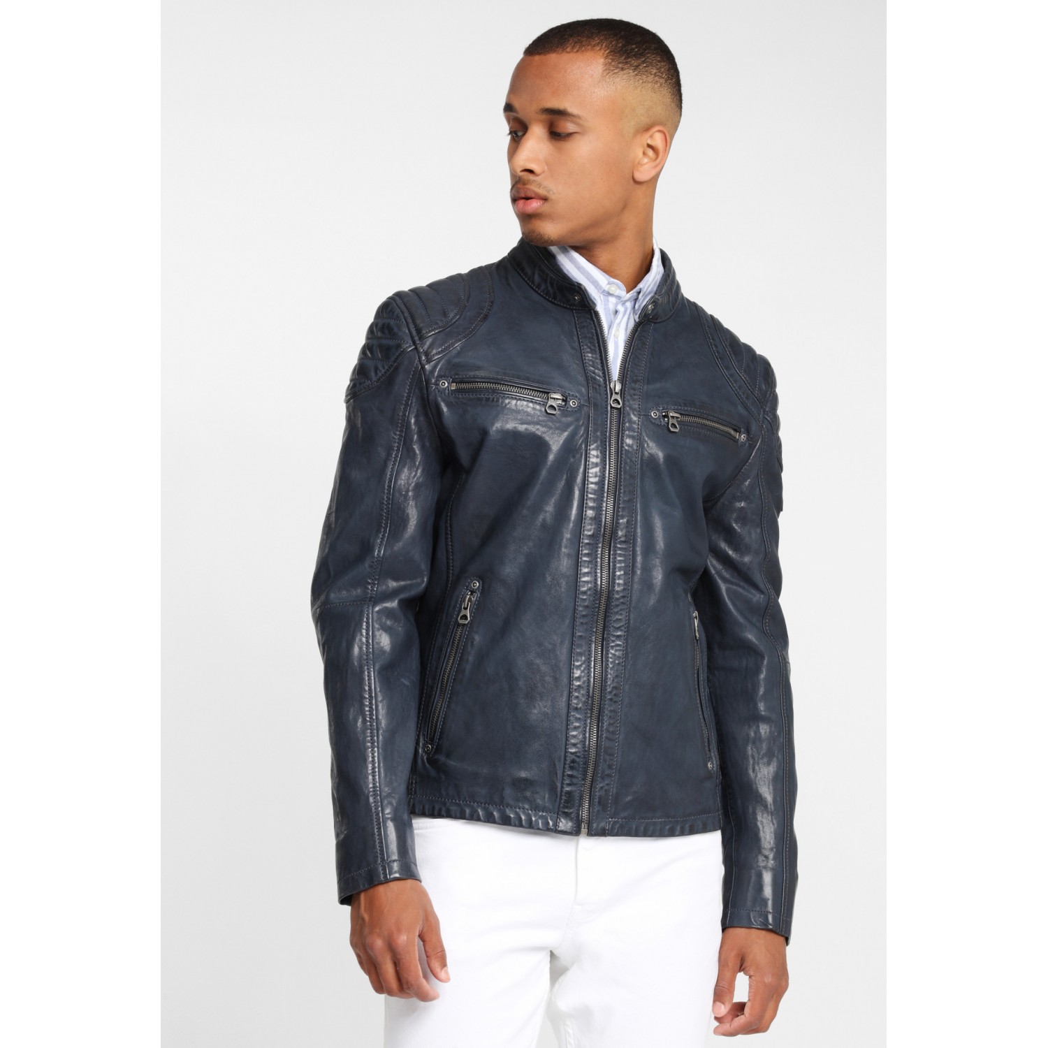 Geaca de Piele Naturala Barbati Gipsy Bleumarin GBArny STUV – IMBRACAMINTE